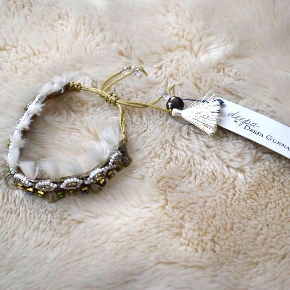 Deepa Gurnani Handmade Cotton Bracelet Boho Beaded India Ethnic Statement - Picture 2 of 15